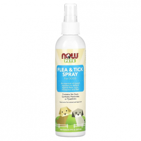 Добавки для животных NOW Pets Flea & Tick spray 237 ml / Нау Спрей от вшей и блох для животных 237 мл - ЗООВЕТЦЕНТР